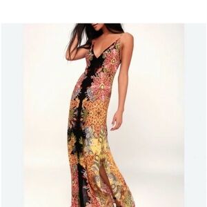 Free People Floral Maxi Dress with Black Accents